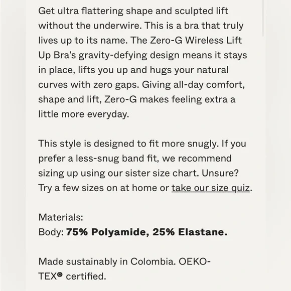 NWT - Pepper Zero-G Wirefree Lift Up Bra - 34B Navy - Picture 4 of 5